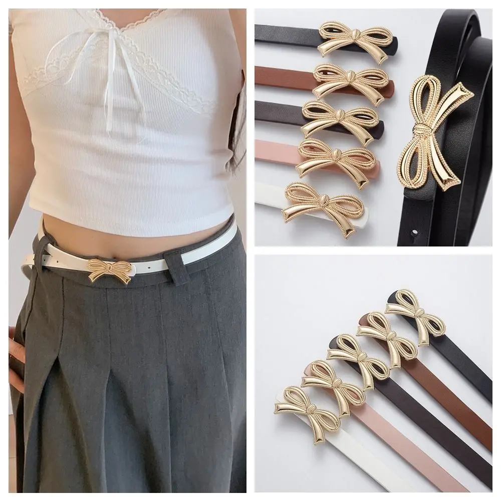 

Trendy Bowknot Buckle Bow Belt Waist Belt Jeans Decor Thin Belt Trouser Decoration Dress Decor Pu Waistbands Daily