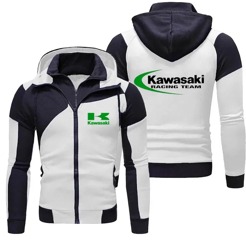 

Новинка 2025 года, мужская толстовка Kawasaki Motorcycle Racing Team на молнии, весенне-осенняя модная двухслойная спортивная женская куртка