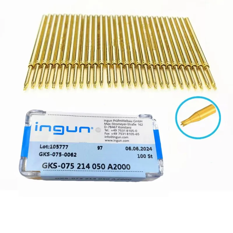 

100PCS INGUN Probe GKS075 214 050 A2000/A28000 Four-claw Plum Blossom 1.02mm Spring Test Pin for Circuit Board Test