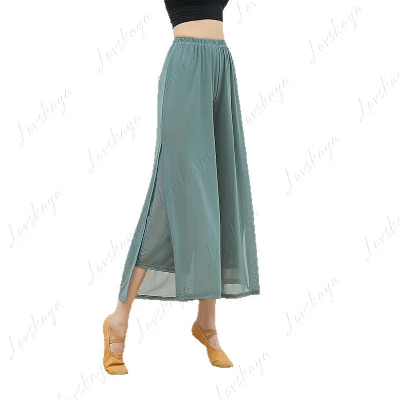 Classical Style Double-layer Chiffon Wide-leg Dance Pants Chinese Modern Sub-ethnic Elegant Basic Practice Trousers