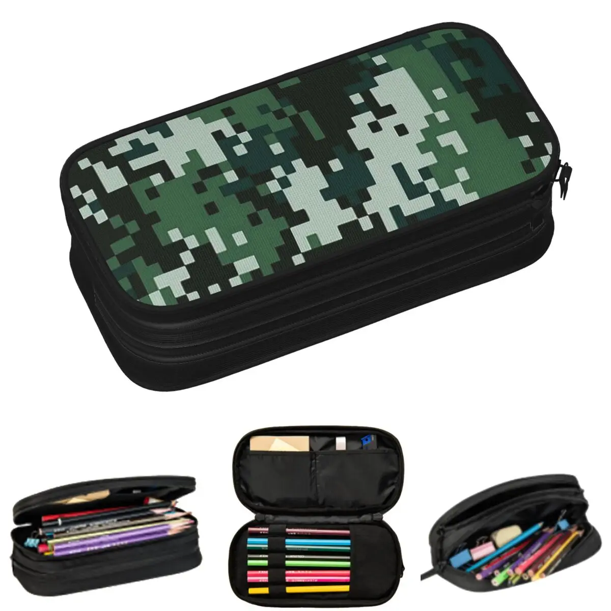 

Pixel Mosaic Camouflage Pencil Cases for Students Gifts Pen Box Pencil Bag Large Capacity Pencil Pouch