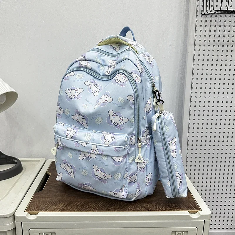 Hello Kitty Sanrio Backpack With Pencil Bag Cinnamoroll Kuromi Anime Large Capacity Schoolbag Student Travel Commute Knapsack