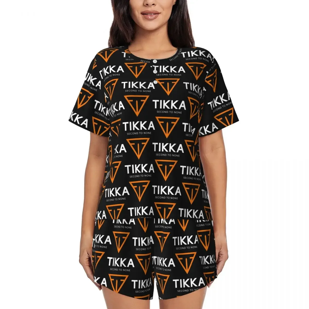 

Tikka By Sako Finland Firearms Round Neck Short Sleeve Nightgowns for Sleeping Sleepshirts Women Soft Pajama Set Short Pants