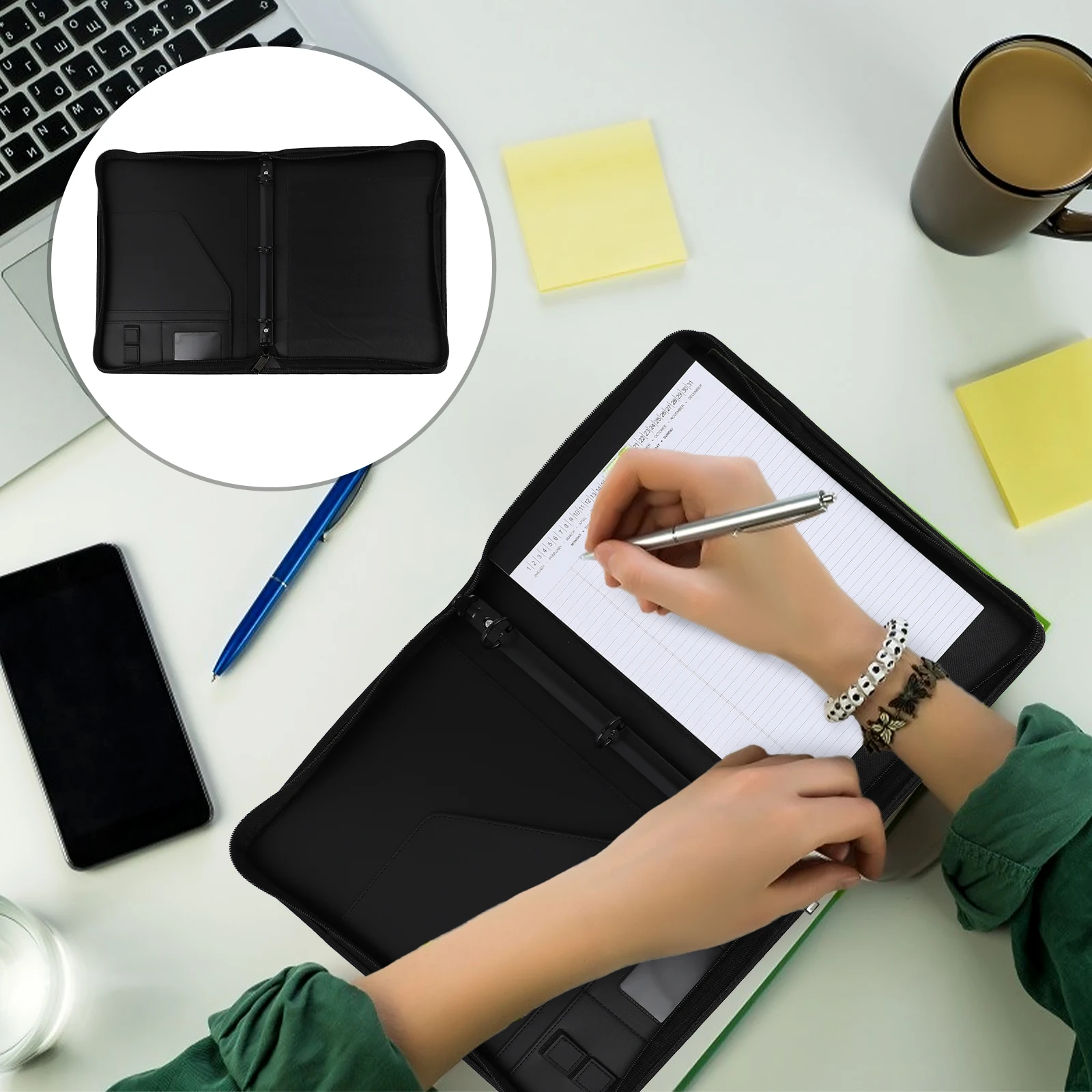 

Practical Business Folder PU Material Office Use Black Document File Holder ganizing Papers Neatly Wear Resistance Long