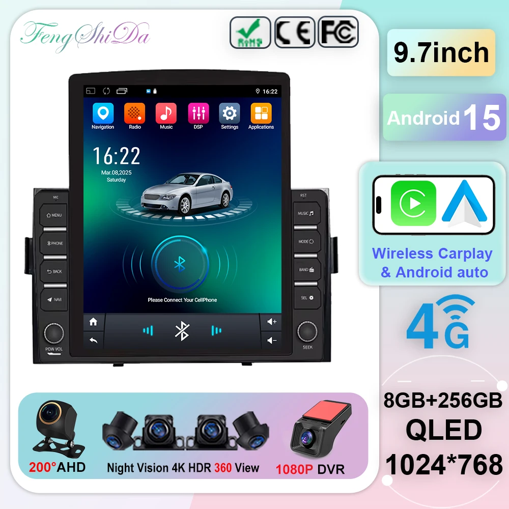 Android 15 Car Radio For Honda Ridgeline 2006-2014 GPS Stereo Carplay Multimedia Player Android Auto Screen 4G Wifi No 2din DVD