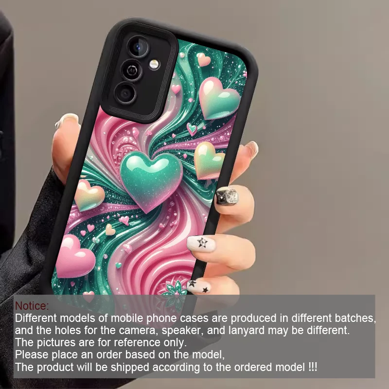 Stylish Colorful Crystal Heart Pattern Phone Case for Samsung Galaxy A55 A54 A53 A52 A71 A51 A06 A16 A36 A14 5G Soft Cover Shell
