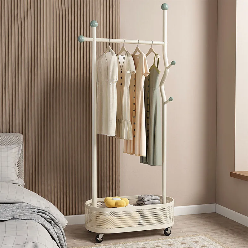 Aesthetic White Clothes Rack Entrance Minimalist Coat Rack Clothes Rack Shelfs Wheels Arara De Roupa Clothing Store Furniture