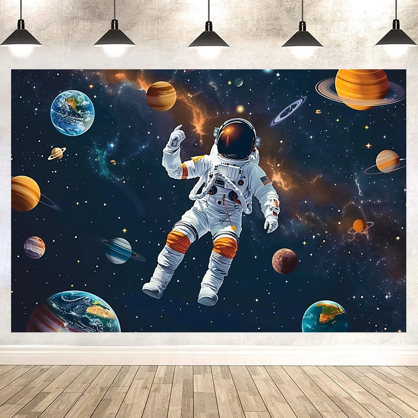 5×3 ft Outer Space Backdrop Galaxy Planet Decorative Background Universe Planet Decoration Backdrop Outer Space Astronaut Banner