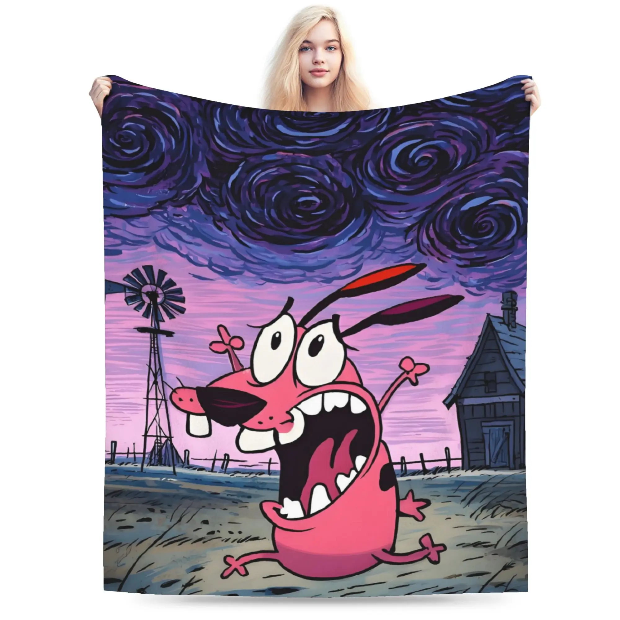 Custom Ultra-Soft Fleece Anime Whirlwind Courage Throw Blanket Warm Flannel Cobarde Blankets for Bed Car Couch Bedspreads
