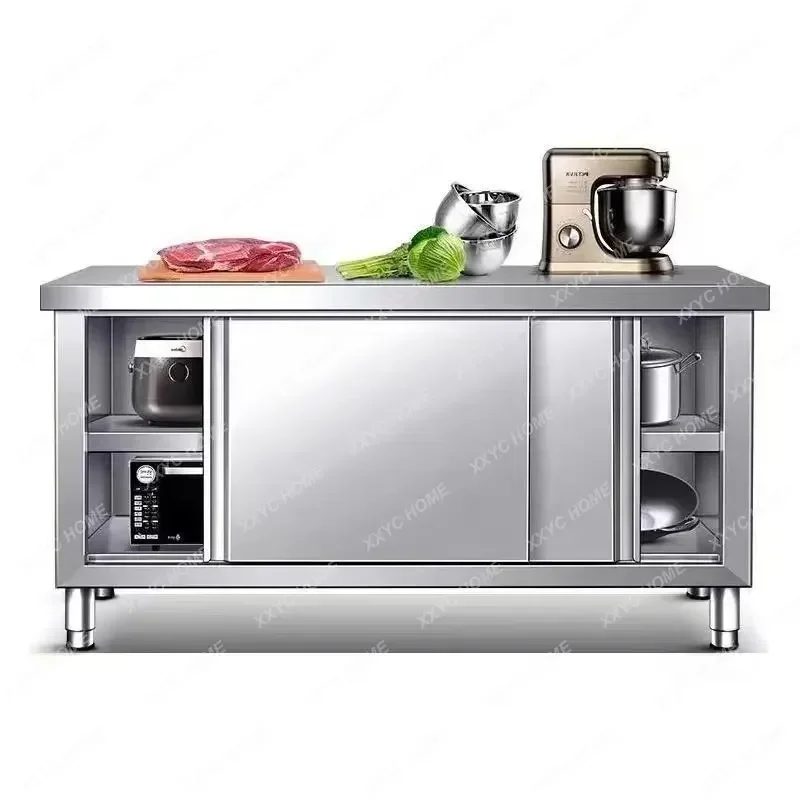 304 Extra Thick Stainless Steel Sliding Door Workbench with Integrated Welding