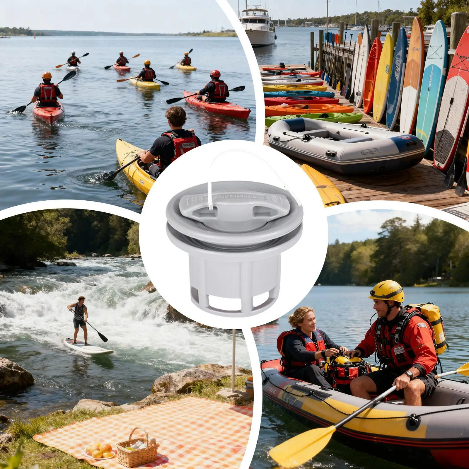 Boat Valve Plug 8-hole Valve Cover Replacement Spiral Air Plugs Replacement For Boat Surfboard Kayak Paddleboard River Beach