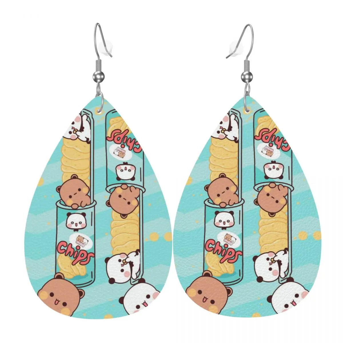 

Custom Chip Bubu And Dudu Leather Earrings for Women Teardrop Dangle Earrings Jewelry Accessories