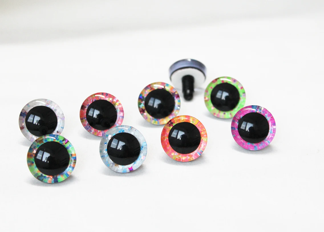 20pcs New style 9mm to 35mm craft eyes 3D glitter toy safety eyes  doll eyes eyes  with washer--color option-S9