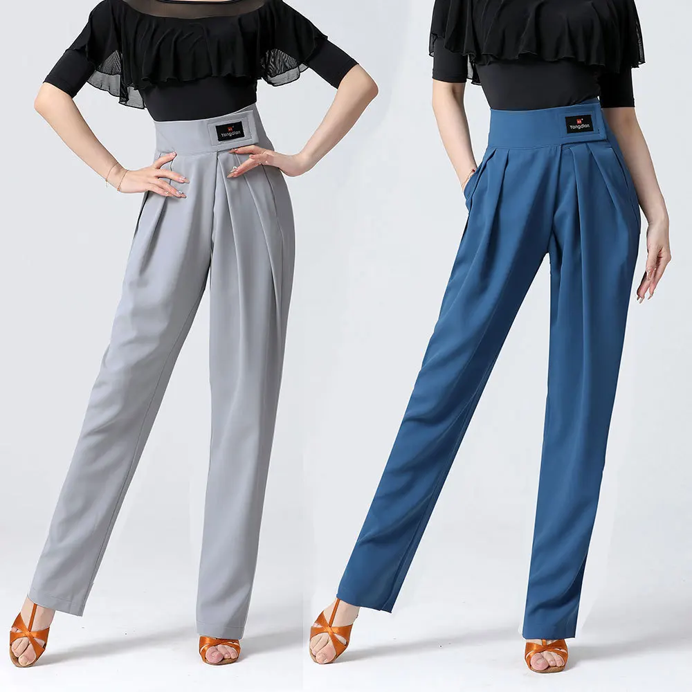 2026 Modern Dance Pocket Pants Women's High Waist Jump National Standard Friendship Dance Pants Latin Loose Pant