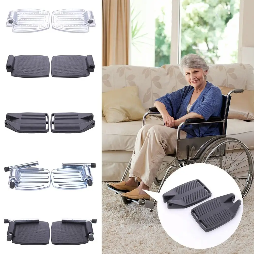 

1Pair Non-slip Wheelchair Footrest Pedal Replacement with Leg Tube Wheelchair Footplate Wheelchair Footboard