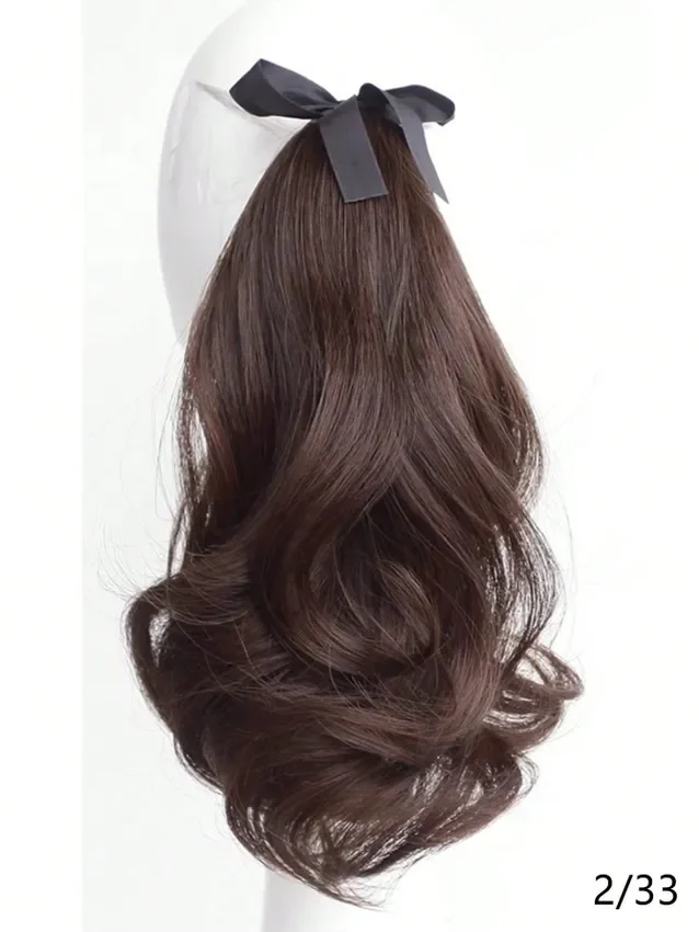 30cm Synthetic Short Water Curly Ponytail Drawstring Tie straps Ponytail Hairpiece for Women