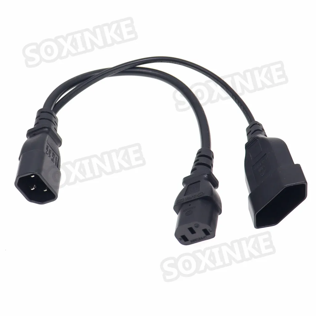 

IEC320 3 pin C14 to Male C13+2 hole EU 4.0mm CEE7/16 Female socket AC power cord 0.3m Y Type Splitter Power Cord