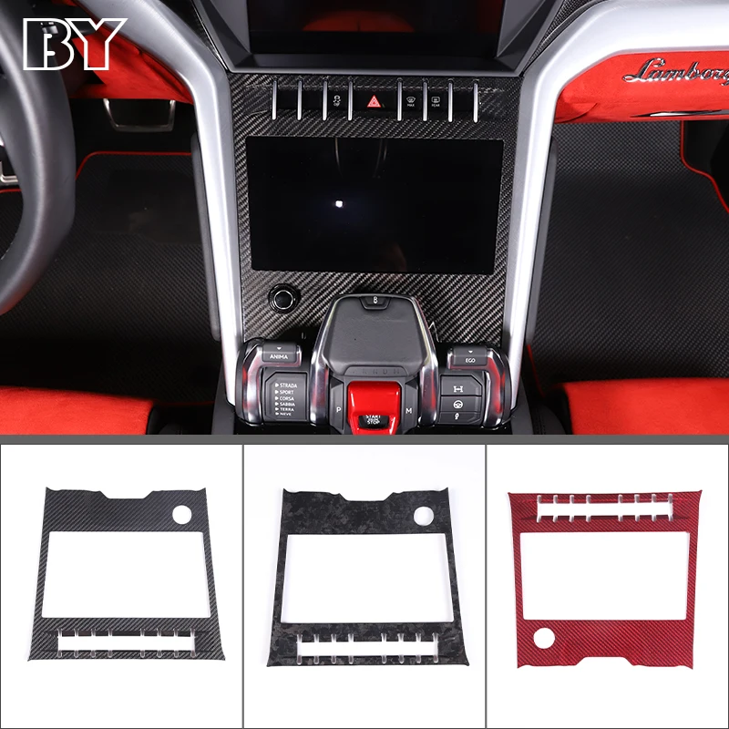 Car Central Control Air Conditioner Switch Panel Cover Trim Stickers For Lamborghini URUS 2018-21 Real Carbon Fiber Accessories