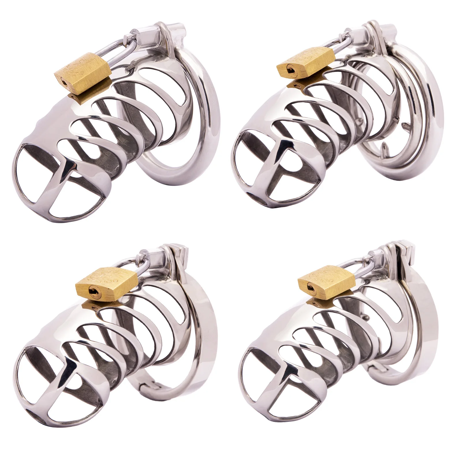 New BDSM Sex Toys For Men Metal Stainless Steel Big Cock Cage Penis Ring Male Chastity Device Lock Spike Rings Husband Loyalty