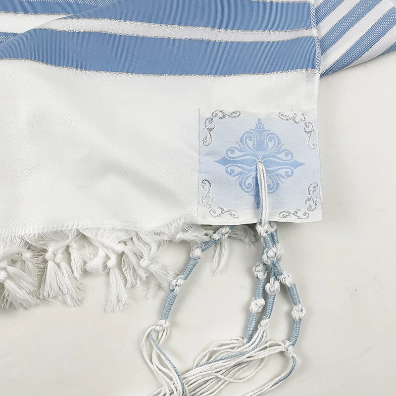 Black Prayer Shawl Tallit Morning Prayer Scarf 190x140cm Rectangular Shape Polyester Fiber Men's Ethnic Specialty Long Rectangle