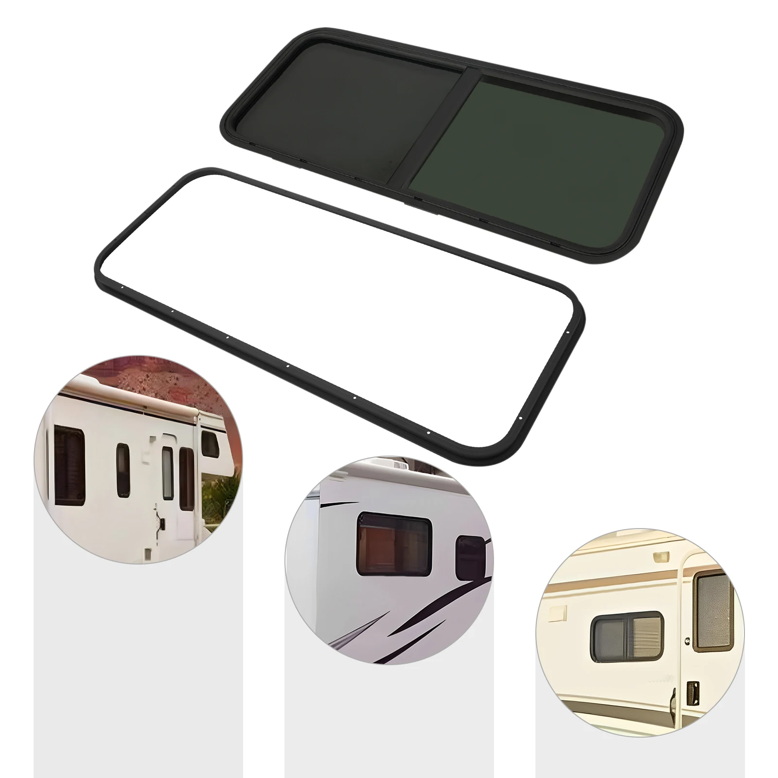 نافذة منزلقة أفقية RV مقاس 42 بوصة × 22 بوصة مع شاشة ناموسية، عالمية لمقطورات RVs مع صفائح معدنية مقاس 2-6/48-55 مم #5