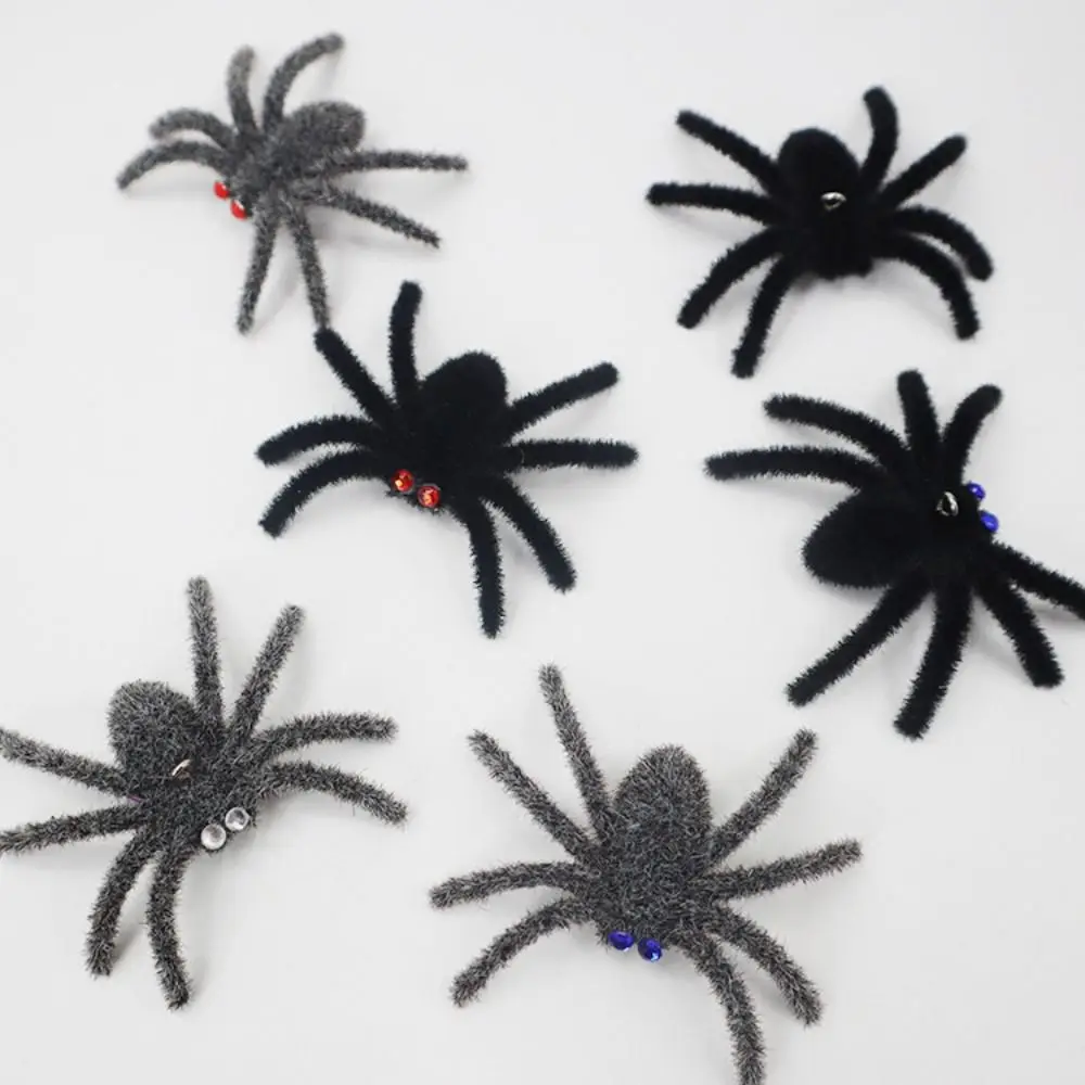 Funny Halloween Spider Pendants Fake Realistic Flocking Black Spider Cartoon 3D Artificial Spider Bar Party Decoration