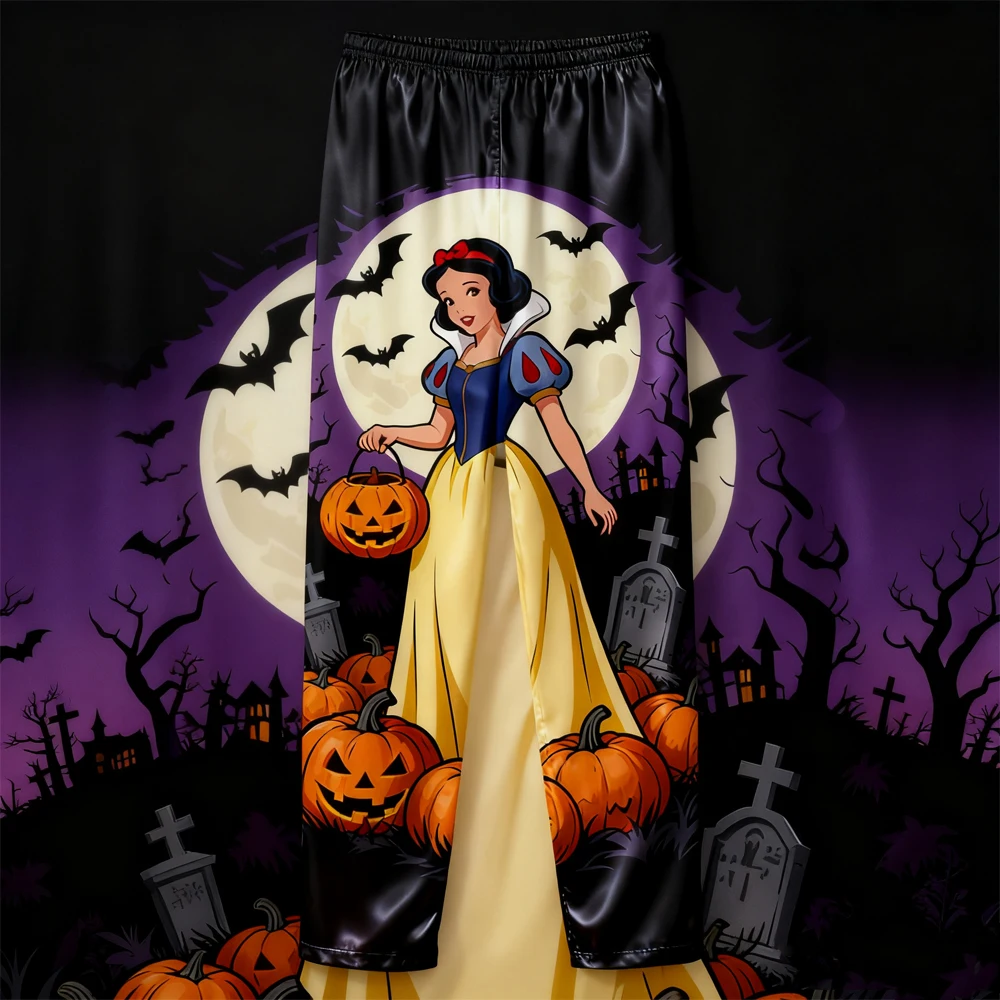 2025 سنو وايت هالوين المرأة المطبوعة ملابس منزلية النوم السراويل الشتاء لينة مريحة صالة بيجامة قيعان