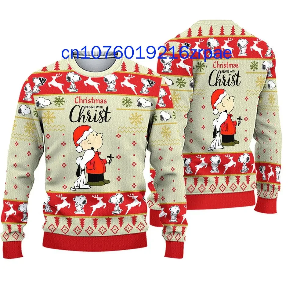 2024 New Snoopy Christmas Sweater 3D Print Men and Women Casual Cartoon Sweatshirt Christmas Sweater