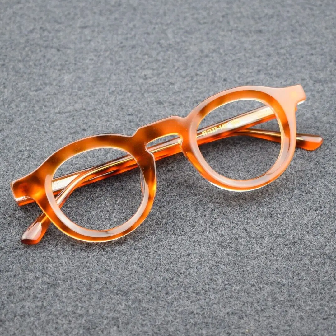 BETSION Belgium Acetate Eyeglasses Frames Round Retro Reading Glasses Men Women Fashion Myopia Prescription Eyeglasses