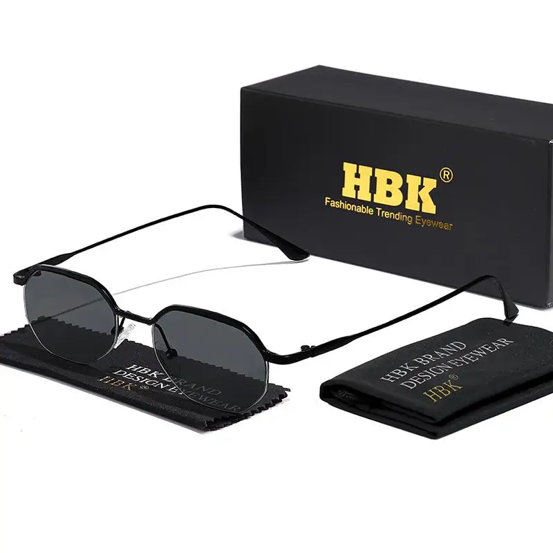 HBK Retro-Sonnenbrille für Herren, polygonal, Punk, kleine Halbrahmen-Sonnenbrille für Damen, Geschäftsreisen, Party, Brillen, Sommerstil – Detail 6
