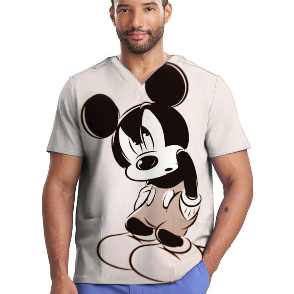 Disney Mickey Mouse Wholesale Clinic Hospital Doctor Overalls Men's Scrubs Medical Uniform V-neck Fashion Scrub Pharmacy Nurse C