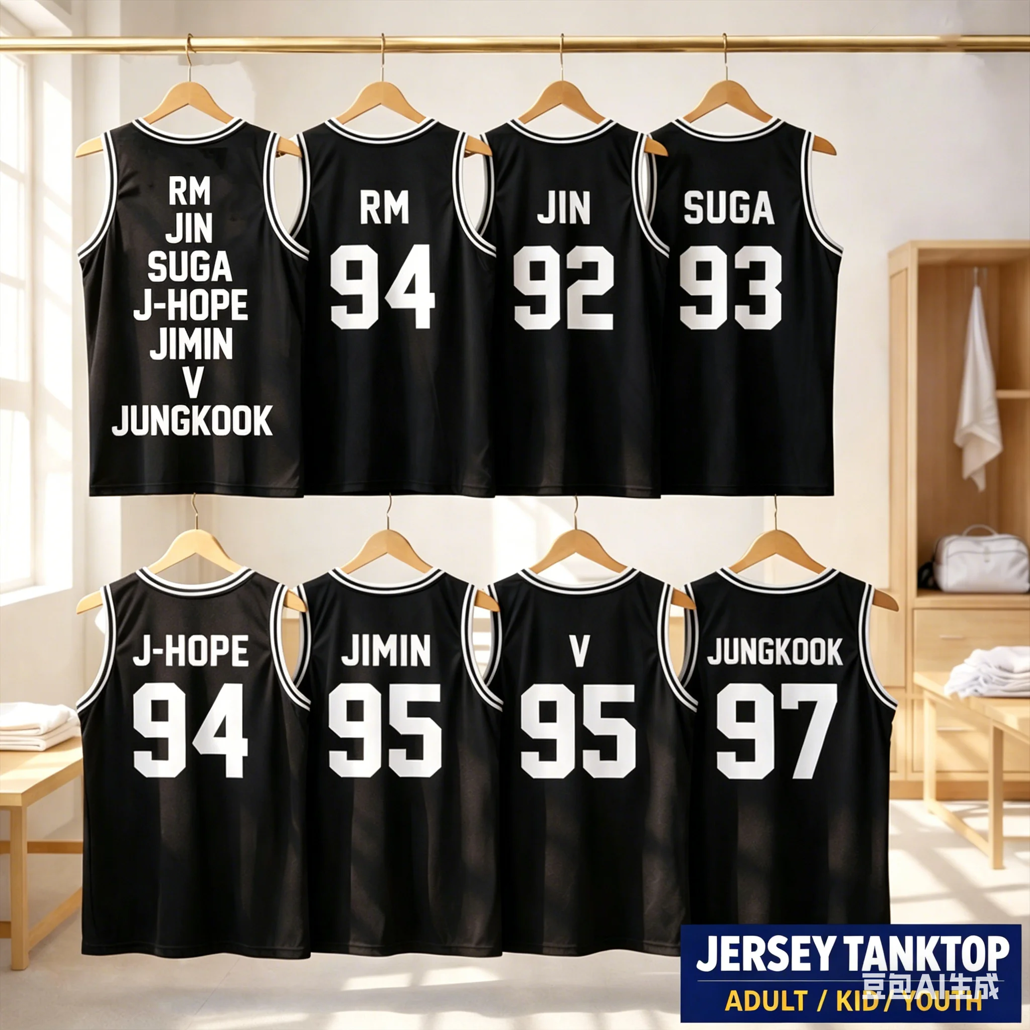 Camiseta sin mangas de baloncesto SUGA 93, chaleco negro unisex sin mangas, mercancía transpirable para fanáticos del Kpop para niños/jóvenes/adultos/ARMY