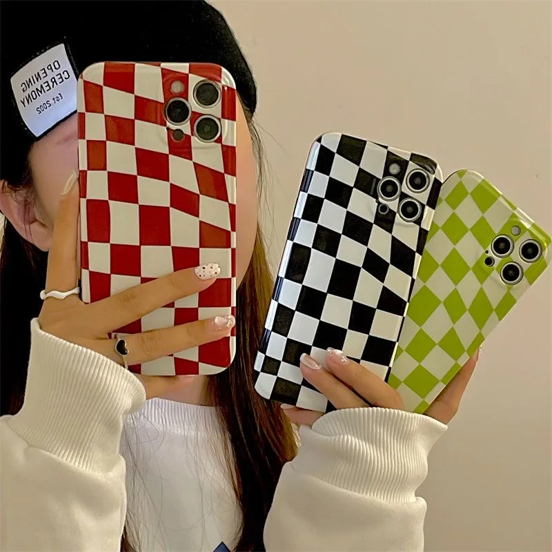 Gorgeous Red Green Checker Case for iPhone 14 13 Pro Max Back Phone Cover for 12 Mini 11 Pro Max X XS XR 8 7 Plus SE 2020 Capa