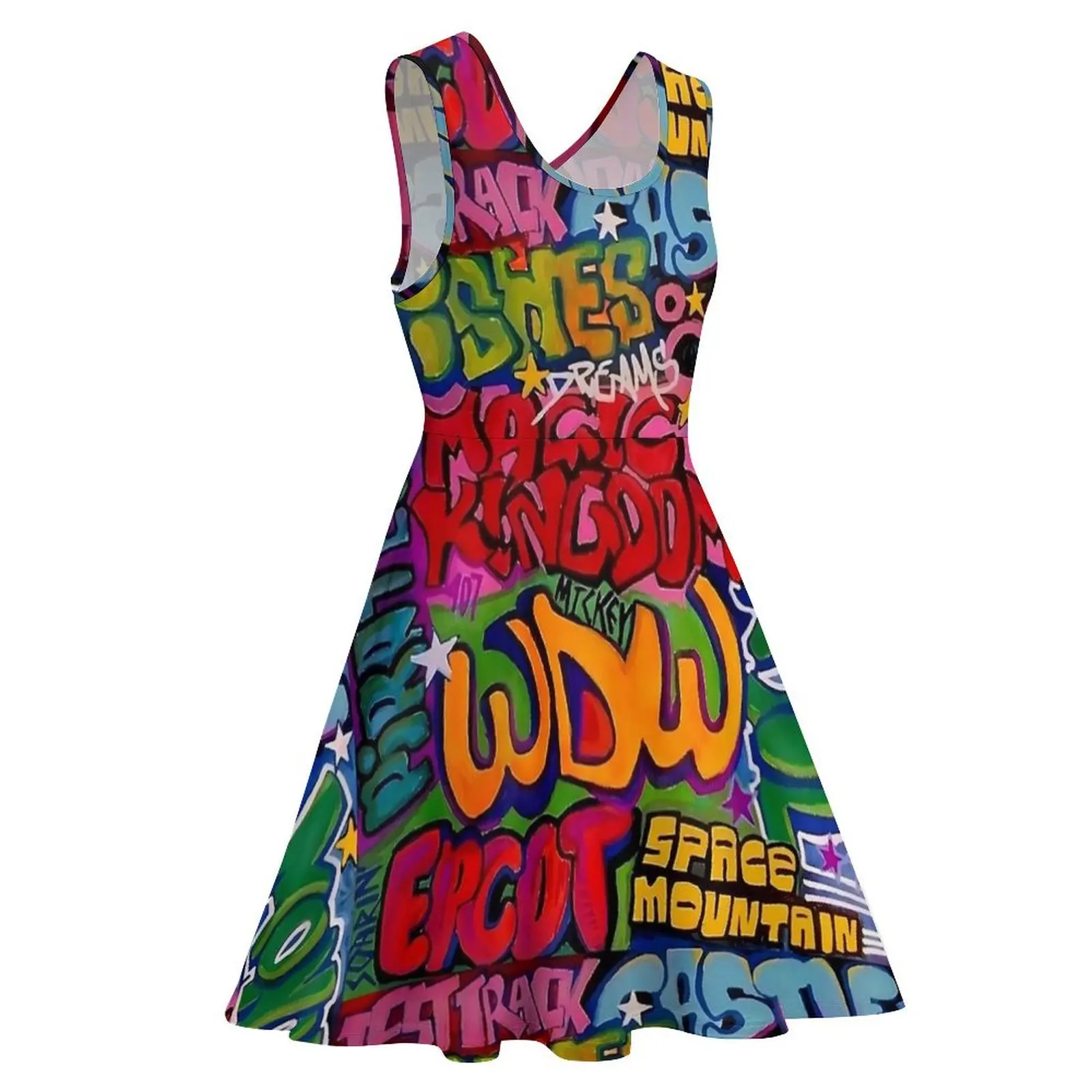 Graffiti Dreams Print Jurk Boho Jurken Mouwloos Casual Skate Jurk Dames Grafisch Vestido Verjaardagscadeau