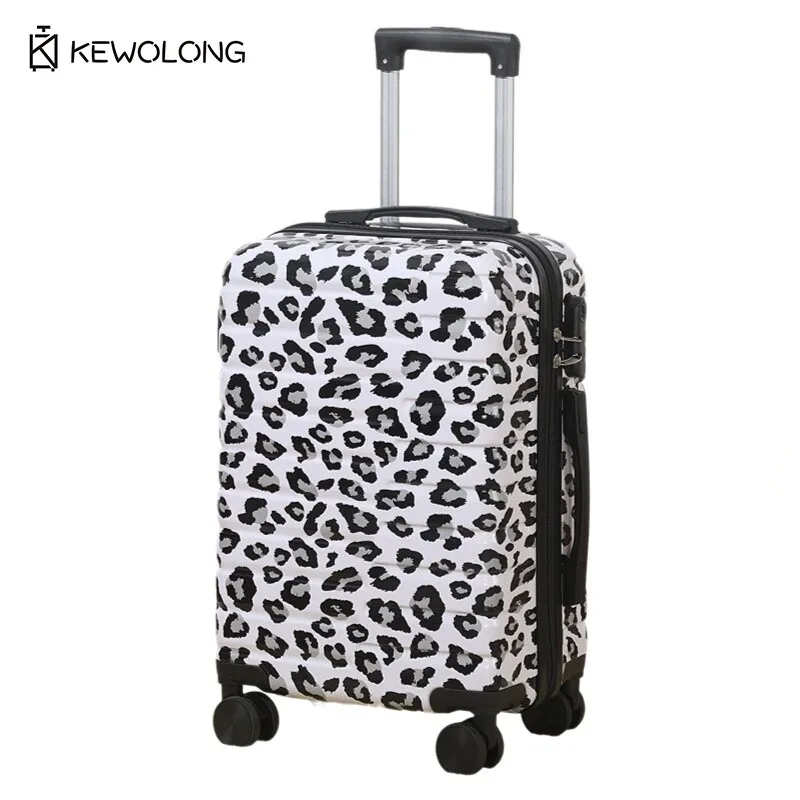 20 Inch Lightweight Carry On Luggage Set, Leopard Print Trolley Case with TSA Lock for Women & Men Travel