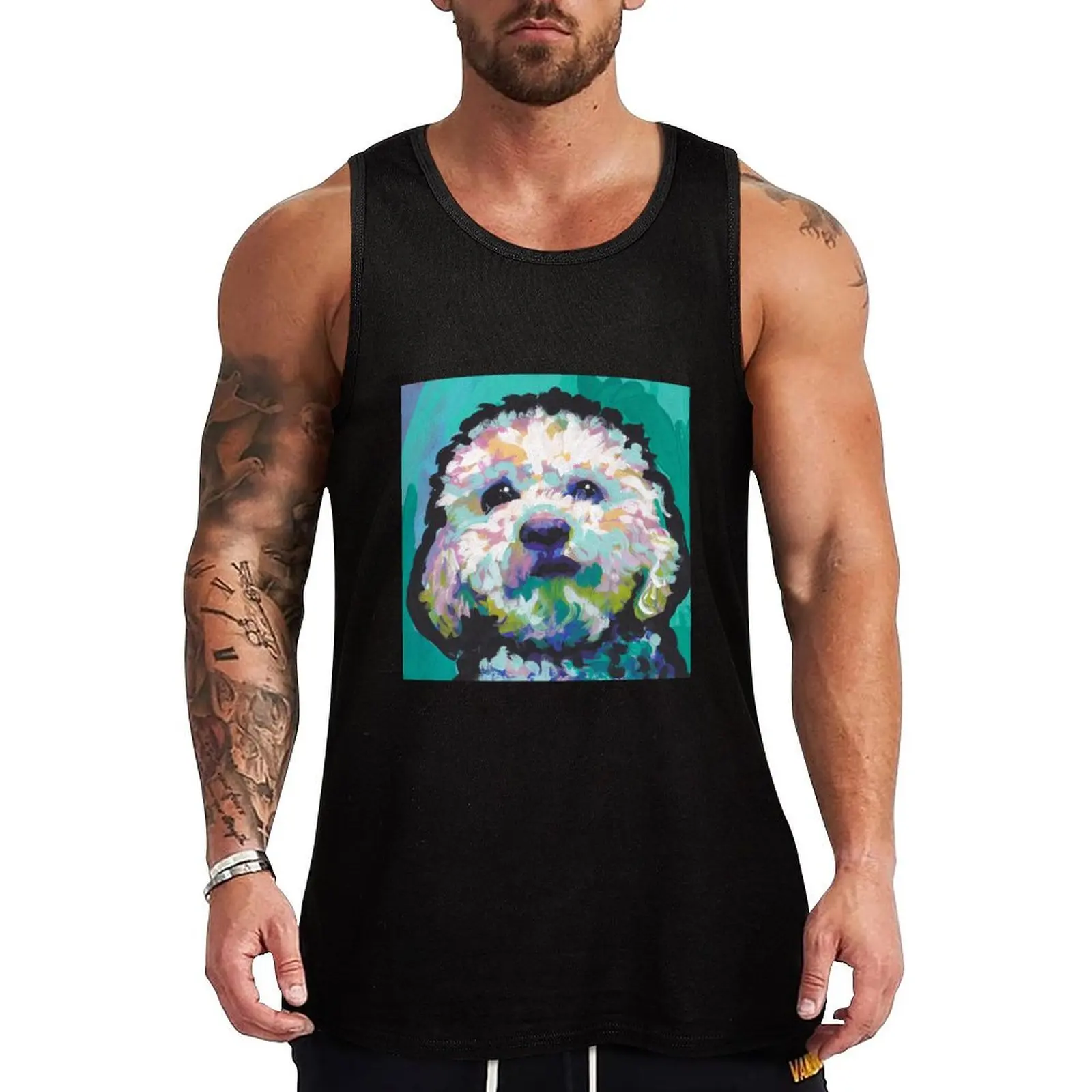 Camiseta sin mangas con estampado de perro Poodle Maltipoo, diseño colorido y llamativo, antiarrugas, fácil cuidado, informal, sin mangas