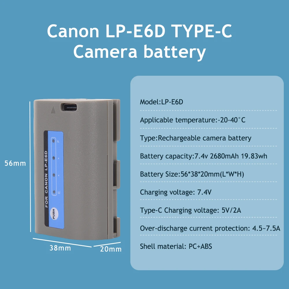AJNWNM 내장 USB LP-E6 배터리, 캐논 5D Mark II III 7D 60D EOS 6D 70D 80D EOS 5DS R 카메라용 아쿠, LP E6 LPE6 LP E6D