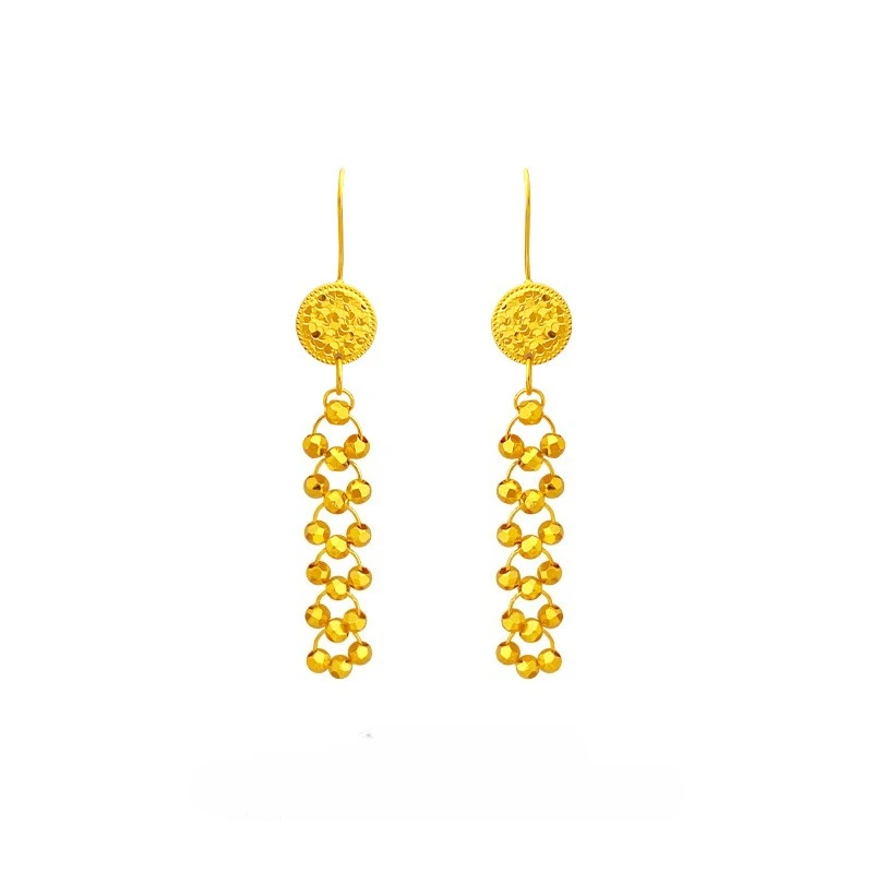 Fashion 18kt Gold Color Long Drop Earrings for Women Girl Christmas Birthday Wedding Engagement Fine Jewelry Gifts