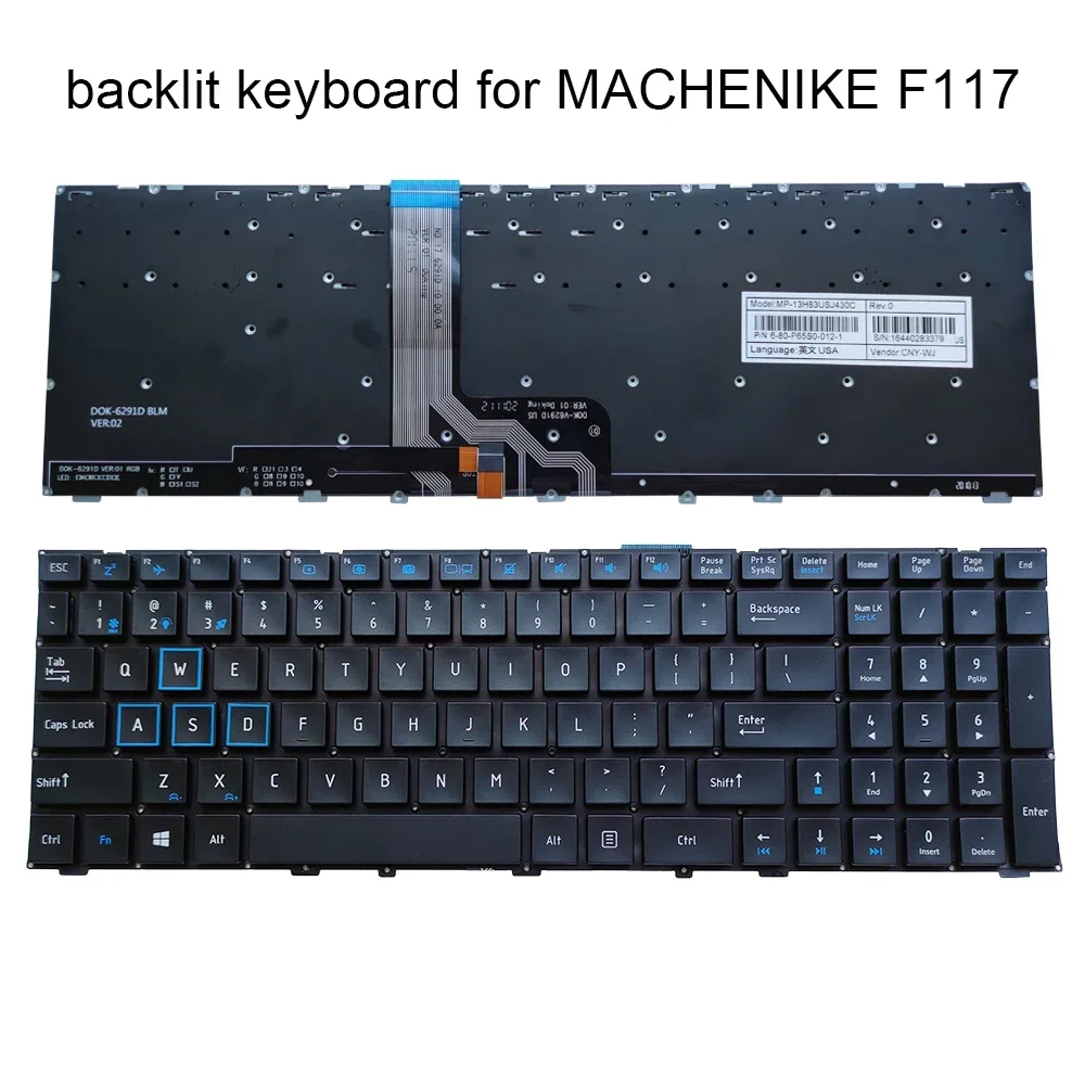 

US English Laptop Backlit Keyboard For MACHENIKE F117-S F117 S6s F117-Si3 S6CS S6CP S6 F117-S11 F117-V, Thor 911 PLUS Notebook