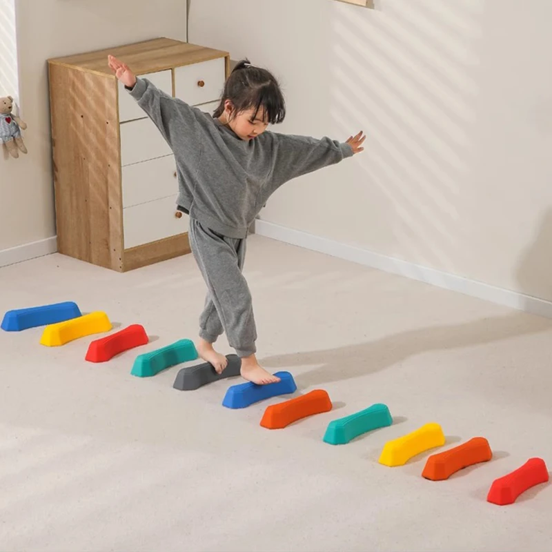 Rayo de equilibrio de 6 colores para niños, equipo sensorial de entrenamiento táctil, piedra escalonada, regalo de cumpleaños, deportes al aire libre