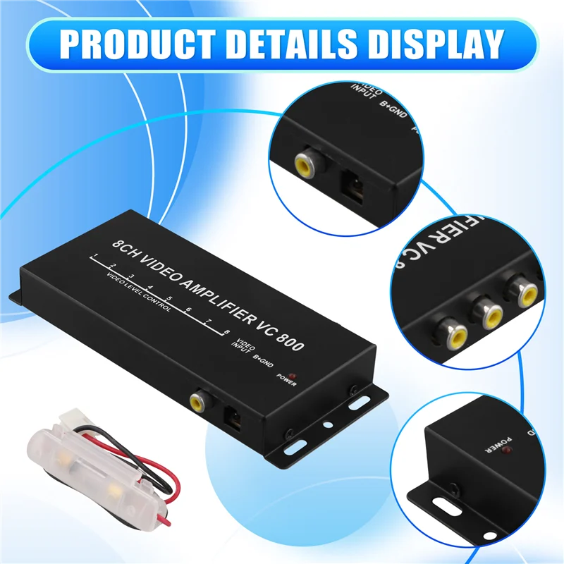 JABS-DC12V автомобильный от 1 до 8, разветвитель видеосигнала, усилитель для DVD/LCD/TV, видеоразветвитель MX1322