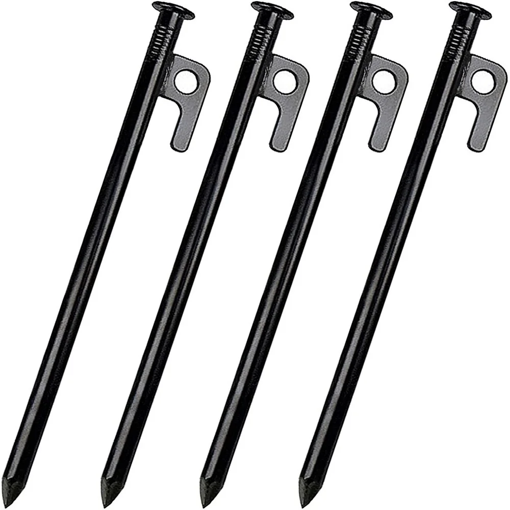 

Heavy Duty Metal Tent Pegs for Camping, Steel Tent Stakes, Unbreakable and Inflexible, 20cm, 4 Packs