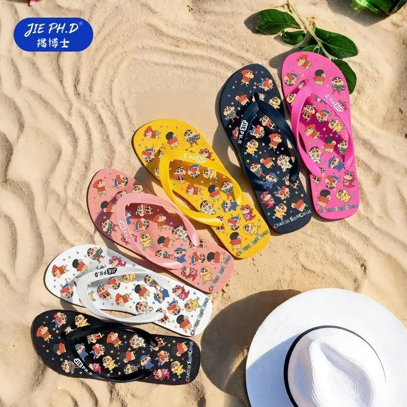 Anime Japanese Crayon Shin-Chan Summer Couple Cool Slippers Flip-Flops Beach Anti Slip and Wear-Resistant Male Female Slippers