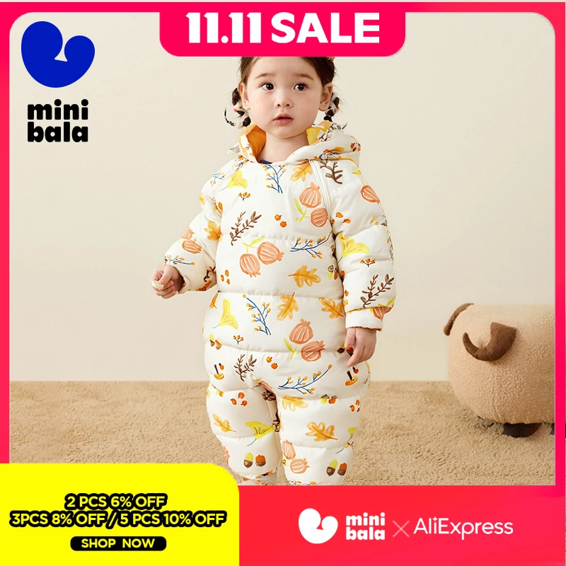 

Mini Bala пуховый комбинезон для младенцев, утепленный теплый уличный цельный комбинезон для холодной погоды и новорожденных