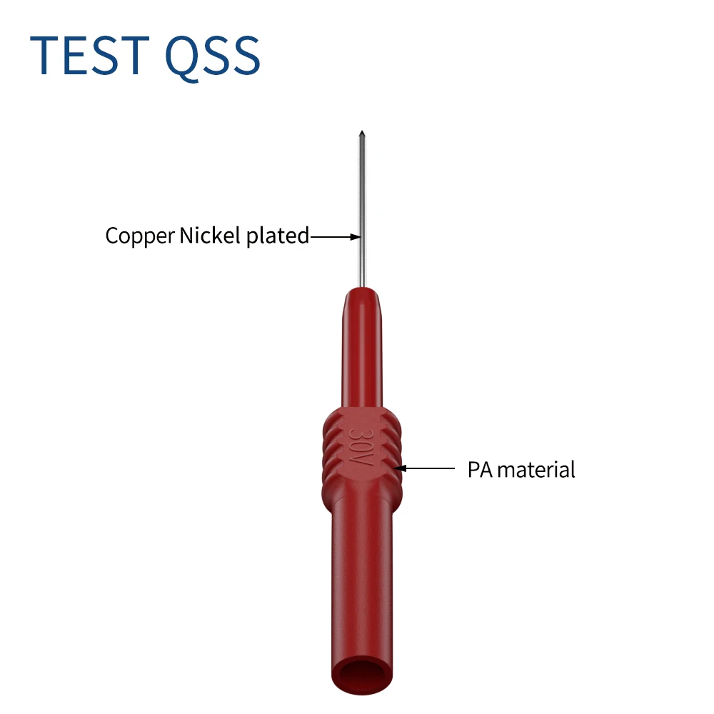 QSS 2PCS punte per sonde di prova flessibili pieghevoli con presa a Banana impilabile da 4mm perno per sonda posteriore per Piercing Q.30010