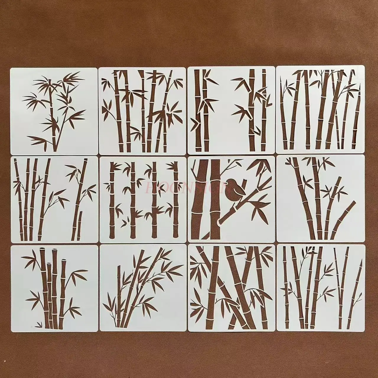 

1 шт. креативная картина с цветами бамбука, распылительная живопись, полая печать, шаблон граффити, нарисованный вручную