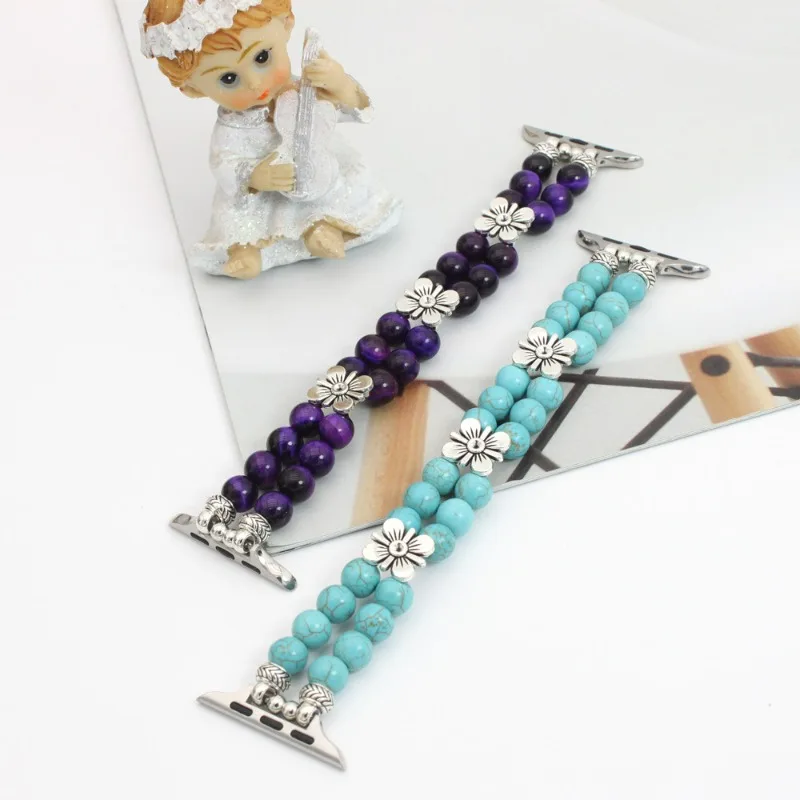 Bohemia Strap for Apple Watch Ultra 3 49mm 45mm 44 41 42 38 40 46mm Natural Stone Bead Bracelet for Iwatch Band 11 10 9 8 7 6 SE