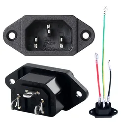 AC Power Socket 250V 10A 3 Pins Male Female Plug Panel Power Charging Outlet AC-14 Connector With Waterproof Cap Cover Line Wire