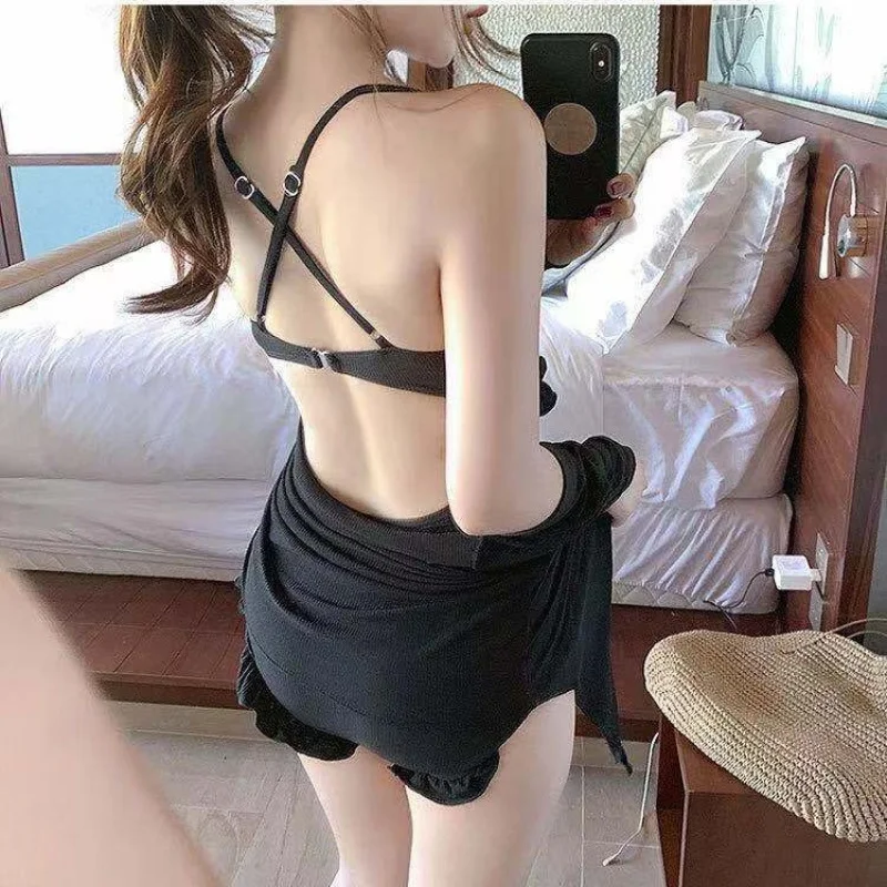 Minsu Internet celebridad estilo INS pequeña fragancia gris Sexy de una sola pieza Control de barriga adelgazamiento conservador vacaciones de primavera caliente S