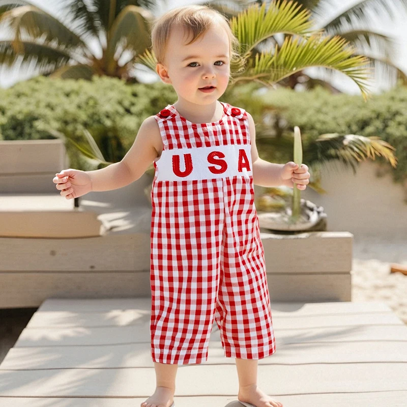

Infant Boys Rompers 4th of July Outfits American Flag Print Sleeveless Overalls Bodysuits Jumpsuits Patriotic Independence Day